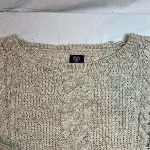 American Eagle Alpaca Wool Blend Sweater Women's Large Cozy Cable Knit Pullover - Picture 9 of 11